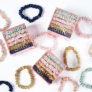 All'ingrosso di lusso 100% 6A di seta di gelso elastici per capelli Scrunchy 22 Momme di seta lucida 1cm per capelli elastici per ragazze - Product Image 2