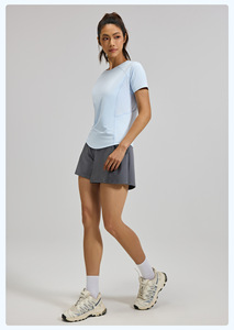 Women <b>Raglan</b> Short Sleeve Yoga T Shirt Quick Dry Breathable Mesh Back Athletic <b>Top</b> Loose Curved Hem Running Workout Active Wear - Product Image 5