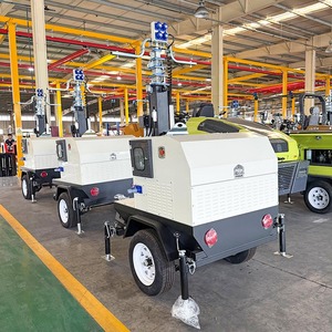 Generador de luz de Torre montada en remolque de Altura ajustable de grado industrial de 4m-9m para generadores diésel de vigilancia - Product Image 1