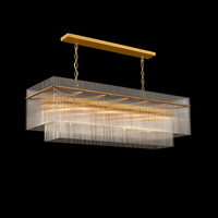 Lustre Linéaire Moderne de Luxe à Double Niveau avec Tubes en Verre Rectangulaires pour Villa, Restaurant, Salle à Manger, Îlot de Cuisine