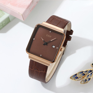 Montre à quartz carrée simple pour femme, style célébrité internet tendance et personnalisé, avec bracelet à deux maillons - Product Image 2