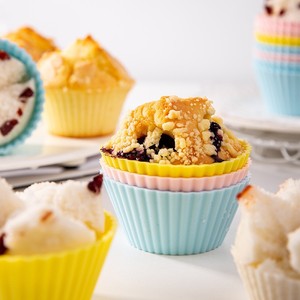 Fabake <b>Silicone</b> Muffin Cups 12 Pcs Oven Safe <b>Baking</b> Mold For Cake And Baby Food - Product Image 3