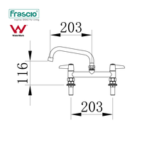 Robinet de cuisine commercial Frascio, bec pivotant, double poignée, 8 pouces, mélangeur eau chaude/froide, utilisation hôtellerie et commerce, acier inoxydable