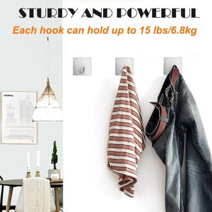 Stainless Steel Self-Adhesive Wall Hook for Bathroom Towel <b>Hanger</b> Kitchen Storage <b>Key</b> Holder Durable Metal Material Clothing Use - Product Image 3