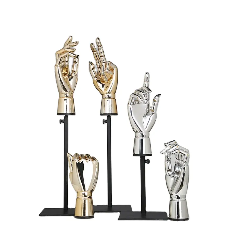 Nieuwe Ontwerp Handschoen Sieraden Display Golden Silver Chrome Flexibele Mannequin Hand Voor Verkoop