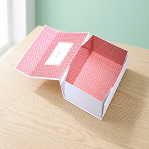 Custom Print Rigid Paper Box Rectangle Shape Pink Polka Dot Design Recyclable Art Paper Gift Packaging Box for Jewelry Cosmetics - Product Image 1