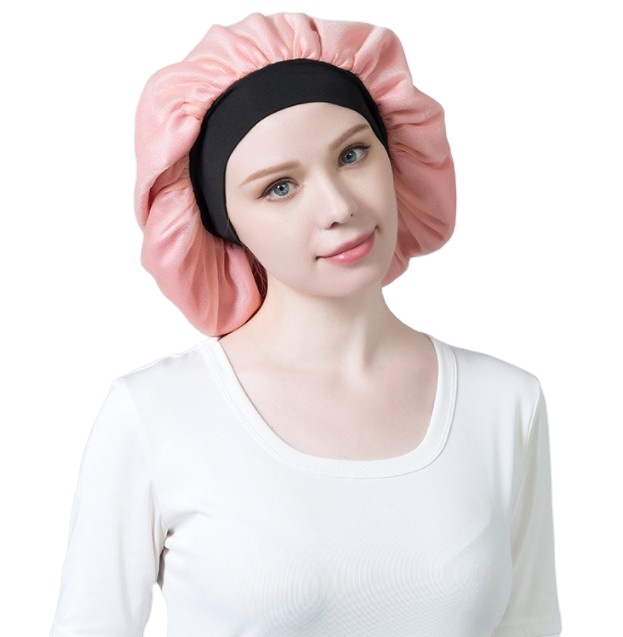 Новая дышащая шелковая сетчатая шапочка для сна, двухслойная Женская длинная шапочка для волос, широкая шелковая Атласная шапочка для волос