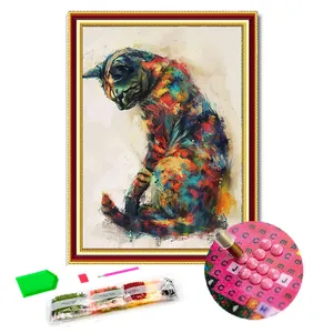 Berserk bricolage plein rond perceuse chat diamant peinture ensemble Animal broderie toile cristal peinture 30*40cm décoration de la maison Art Kit