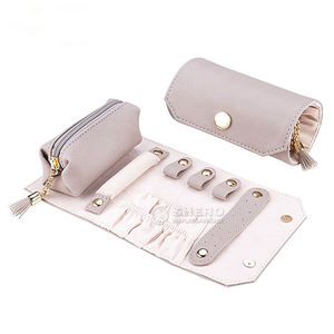 Organizador de joyas de viaje personalizado, bolsa enrollable, almacenamiento de joyas plegable, bolsa de almacenamiento de joyas portátil de cuero PU - Product Image 1