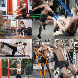 Ensemble de bandes de résistance TPE colorées de 2080 mm pour tractions, pompes, entraînement à domicile, bandes d'exercice élastiques, personnalisables - Product Image 4