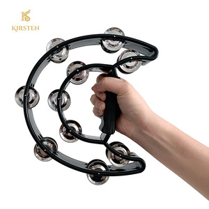 Kim loại jingles cầm tay cụ gõ nửa mặt trăng Tambourines Hàng đôi Tambourine cho trẻ em người lớn - Product Image 2