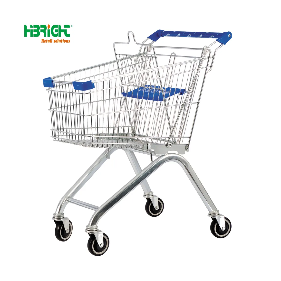High bright Metallic 60L mittlere Kapazität Convenience Hyper markt Supermarkt Shopping Hand Push Cart