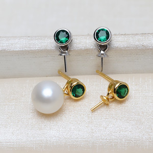 Ensemble de pendentifs et de boucles d'oreilles en argent S925, style nid d'oiseau, perles, accessoires de bricolage, plateau vide semi-fini 1318 - Product Image 1