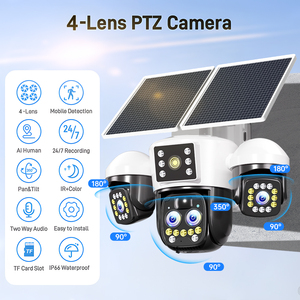 Caméra de sécurité solaire PTZ extérieure 12MP à 4 objectifs et 3 écrans, contrôle à distance par application, détection de mouvement IA, vision nocturne couleur, audio bidirectionnel, IP66 - Product Image 2