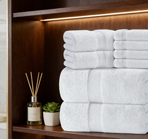 Ensemble <span class=keywords><strong>de</strong></span> 8 serviettes <span class=keywords><strong>de</strong></span> bain blanches <span class=keywords><strong>de</strong></span> luxe, 100% coton turc, 700 GSM, très absorbantes, 2 serviettes <span class=keywords><strong>de</strong></span> bain, 2 serviettes à main, 4 <span class=keywords><strong>d</strong></span>ébarbouillettes - Product Image 2