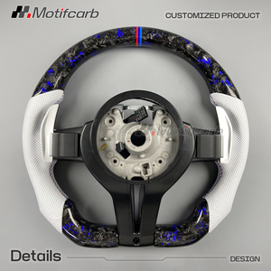 Volante de fibra de carbono forjado azul personalizado para BMW 330i 440i F10 F30 X3 X5 F15 F16 F18 M2 M3 M4 2010-2018, mejora del interior. - Product Image 5