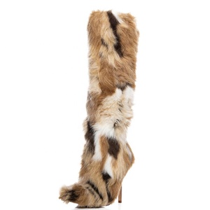 Custom Women's Multi Furry Warm Plush Long Snow <b>Boots</b> High Heels Flurry Fur Knee High <b>Boots</b> Winter Dress Shoes - Product Image 3