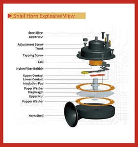 הודו הפופולרי ביותר 12v <span class=keywords><strong>24v</strong></span> <span class=keywords><strong>24v</strong></span> חשמלי אוטומטי צופר קסם מכונית צופר 100% קרניים חילזון - Product Image 3