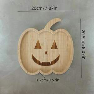 Piatto da Cena in Legno Fatto a Mano con Decorazioni di Halloween: Zucca, Pipistrello, Fantasma, Ragnatela, <span class=keywords><strong>Mummia</strong></span>, Croce - Product Image 4