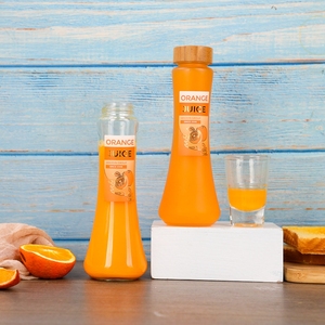 Nước trái cây chai thủy tinh 300ml uống chai với tre vít nắp nhãn tùy chỉnh in logo - Product Image 5