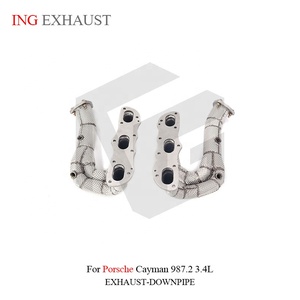 Colector de escape de <span class=keywords><strong>acero</strong></span> <span class=keywords><strong>inoxidable</strong></span> ING <span class=keywords><strong>con</strong></span> escudo térmico para Porsche Cayman 987.2 3.4L, mejora de rendimiento de montaje directo, venta al por mayor - Product Image 2