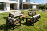 Ensemble de canapés de jardin de luxe en bois composite imperméable et écologique pour l'extérieur, avec structure légère en alliage d'aluminium, idéal pour la piscine