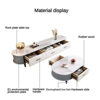 Ensemble Meuble TV et Table Basse en Pierre Frittée de Luxe Moderne – Design Écologique, Durable, Simple et Élégant pour la Maison
