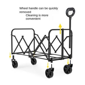Chariot pliable robuste avec roues, capacité de 300 kg, chariot utilitaire pliable pour le camping, la plage, les sports, le jardin, les courses - Product Image 3