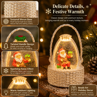Lanterne décorative de Noël en cristal, lampe de nuit LED globe à neige, scène de Père Noël, décoration de table festive, panier cadeau portable