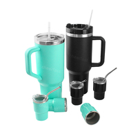 Ensemble de gobelets en acier inoxydable de 40oz, gobelet sous vide à sublimation de voyage avec poignée, bouteille thermos à boire et café