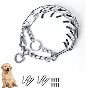 Collar de perro de punta de acero inoxidable, Collar de entrenamiento para estrangulamiento de perro, Collar de perro ajustable con puntas de goma cómodas - Product Image 2