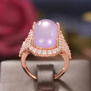 T0886 Anello di Lusso in Oro Rosa con Diamanti, Gioiello da Matrimonio per Donna, Pietre Laterali Naturali, Design Elegante - Product Image 5