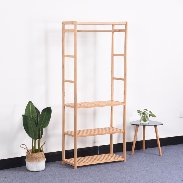Hot Selling High Quality Multifunctional Storage Rack Framed Storage Cabinet Bamboo Wooden Coat Rack for Home