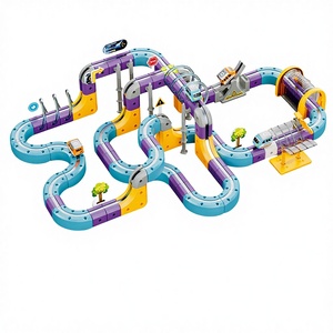 Set Trenino Elettrico con <span class=keywords><strong>Pista</strong></span> Flessibile Magica, Blocchi Magnetici Fai-da-Te, Facile da Smontare, Slot USB, <span class=keywords><strong>Pista</strong></span> Magica per Auto, Regalo per Bambini - Product Image 1