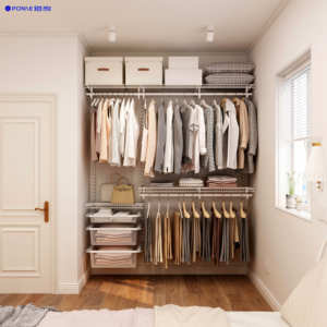 Armario Abierto Metálico en Oferta con Puertas de MDF, Armario de Pared de Acero, Armario Vestidor con Barra para Colgar <span class=keywords><strong>Ropa</strong></span> Cromada para Taller - Product Image 1