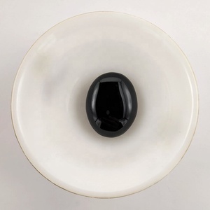 Natural <b>Black</b> Obsidian Palm Stone Oval <b>Polished</b> Gemstone Carved Crystal for Meditation Grounding Stress Relief - Product Image 2