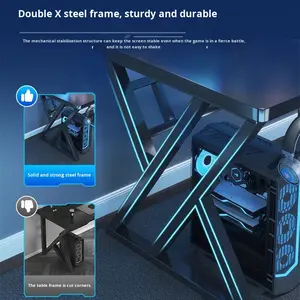 GEDO barato doble en forma de X marco de acero pata de mesa 12MM MDF estable escritorio de la computadora mesa de juegos en casa <span class=keywords><strong>Gamer</strong></span> escritorio y mesa de oficina - Product Image 5