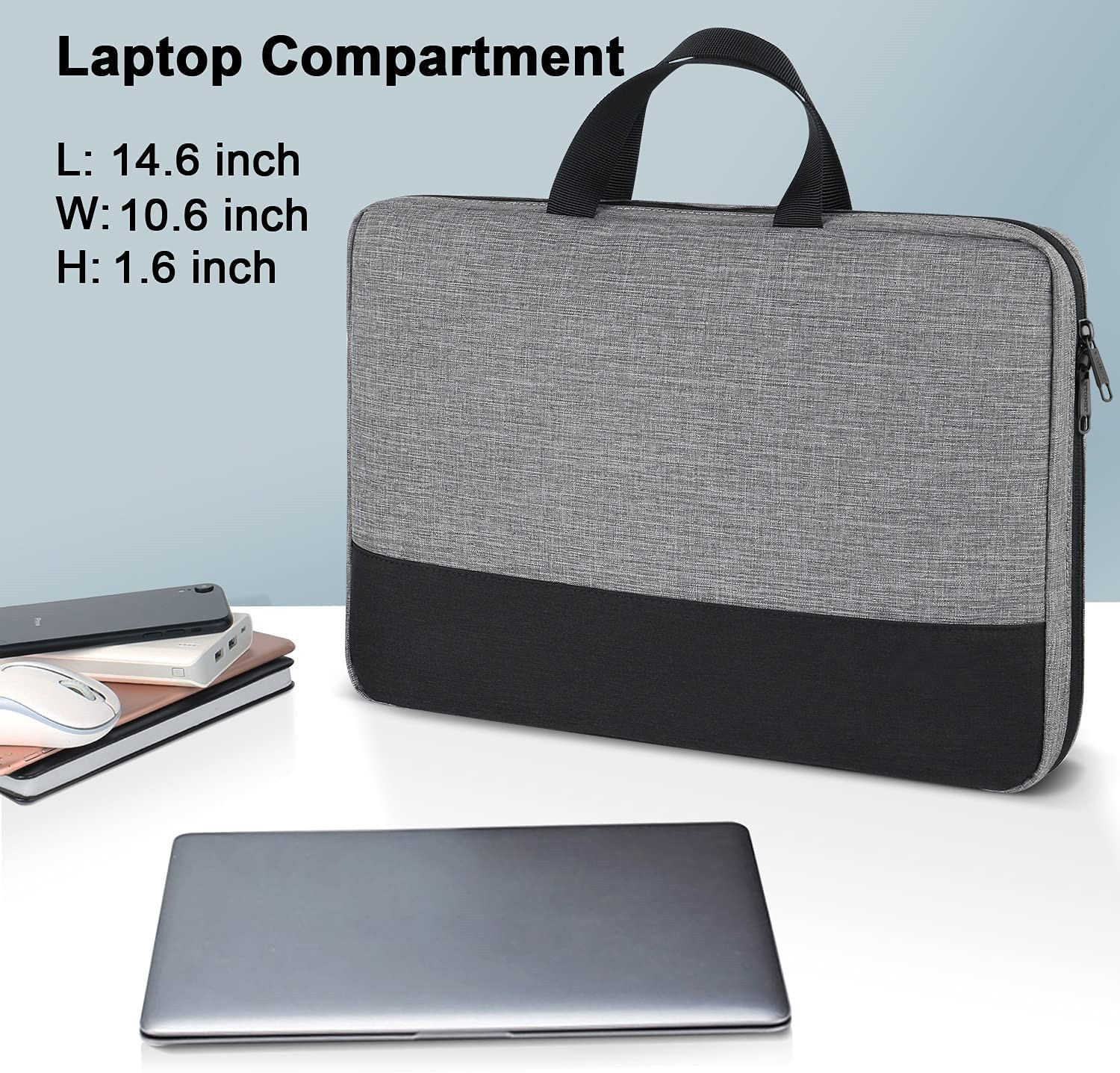 15.6-Inch Portable Laptop Shoulder Bag – Slim Durable Computer Briefcase for Men & Women - View 3