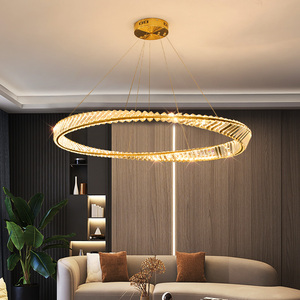 Araña creativa de alta calidad, anillo de un solo círculo de lujo moderno, luz colgante de cristal LED redonda - Product Image 2