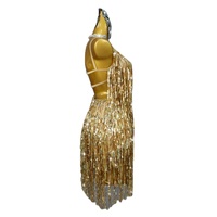 Nuevo Traje de Competición de Baile Latino 2026 007, Vestido de Lentejuelas Doradas de Alta Gama con Espalda Descubierta y Tirantes