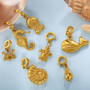 Pendentifs en acier inoxydable plaqué or sur le thème de l'océan pour la création de colliers, formes variées, accessoires de bijoux DIY - Product Image 3