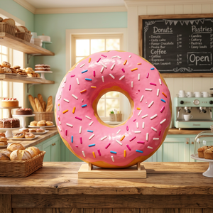 Escultura Decorativa de Donut Rosa para Exhibición en Tiendas, Mueble Comercial Personalizado y Colorido - Product Image 3