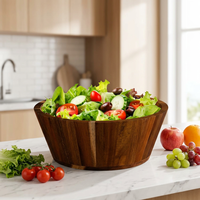 Bol à salade en bois d'acacia, design rond, pour mélanger, fruits, pâtes, essentiel de cuisine en bois naturel