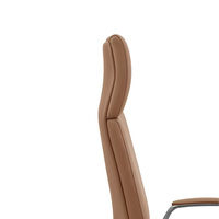 Chaise de direction en cuir PU marron avec base en aluminium et siège réglable en hauteur, chaise de bureau à dossier haut pour la maison et le bureau