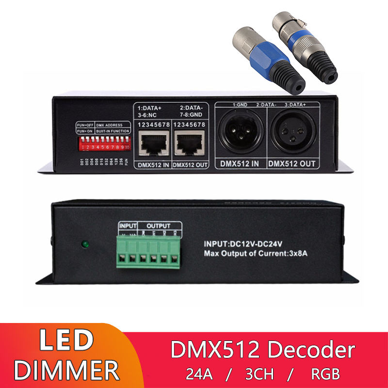 DMX512 Decoder LED Dimmer Driver RGB Controller DMX-512 3 Channels Decoder Controller Dimmer for RGB LED Strip