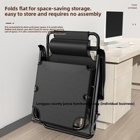 Chaise longue pliante portable robuste noire à coussin épais et rembourré, inclinable et réglable, zéro gravité, pour jardin, balcon, bureau ou sieste