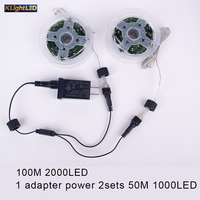 Guirlande lumineuse LED 5 cm 1000/2000 LED, lumières scintillantes à brancher, fil vert, lumières de lucioles blanc chaud pour Noël, chambre, mariage