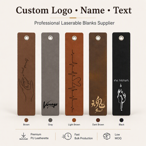 Marque-pages en PU gravables au laser en gros pour promotions, supports vierges pour gravure laser, motifs personnalisés, réutilisables, style moderne, marque-pages mignons - Product Image 1