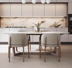 Mesa de comedor y sillas de lujo ligero de acero inoxidable <span class=keywords><strong>italiano</strong></span> Hotel restaurante café mesas y sillas para restaurante - Product Image 6