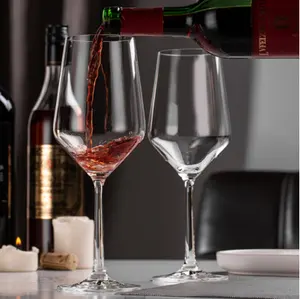 Verre à longue tige en cristal transparent, verres à vin rouge avec Logo personnalisé, 1 pièce, vente en gros